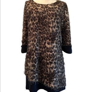 ALBERTO MAKALI Leopard black white tan asymmetrical original with 3/4 sleeve